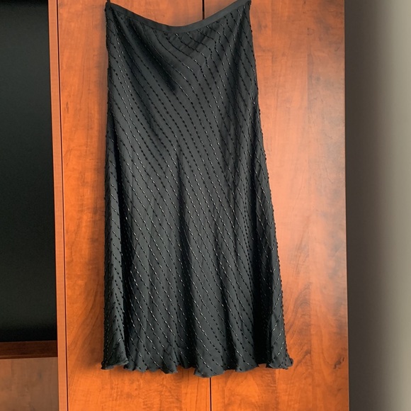 NWOT Lauren Ralph Lauren Black Silk Beaded Skirt, Size 4 - Picture 2 of 14
